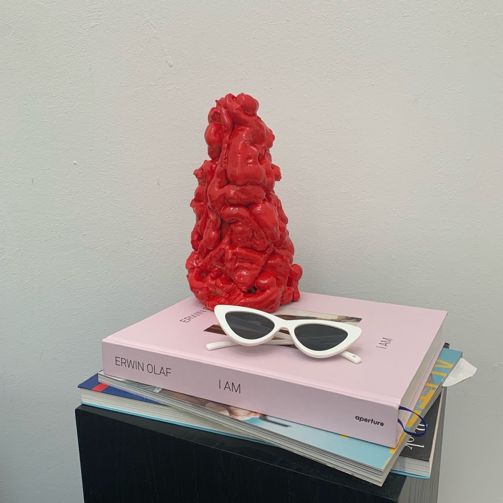 Sculptural Red Single Bud Vase